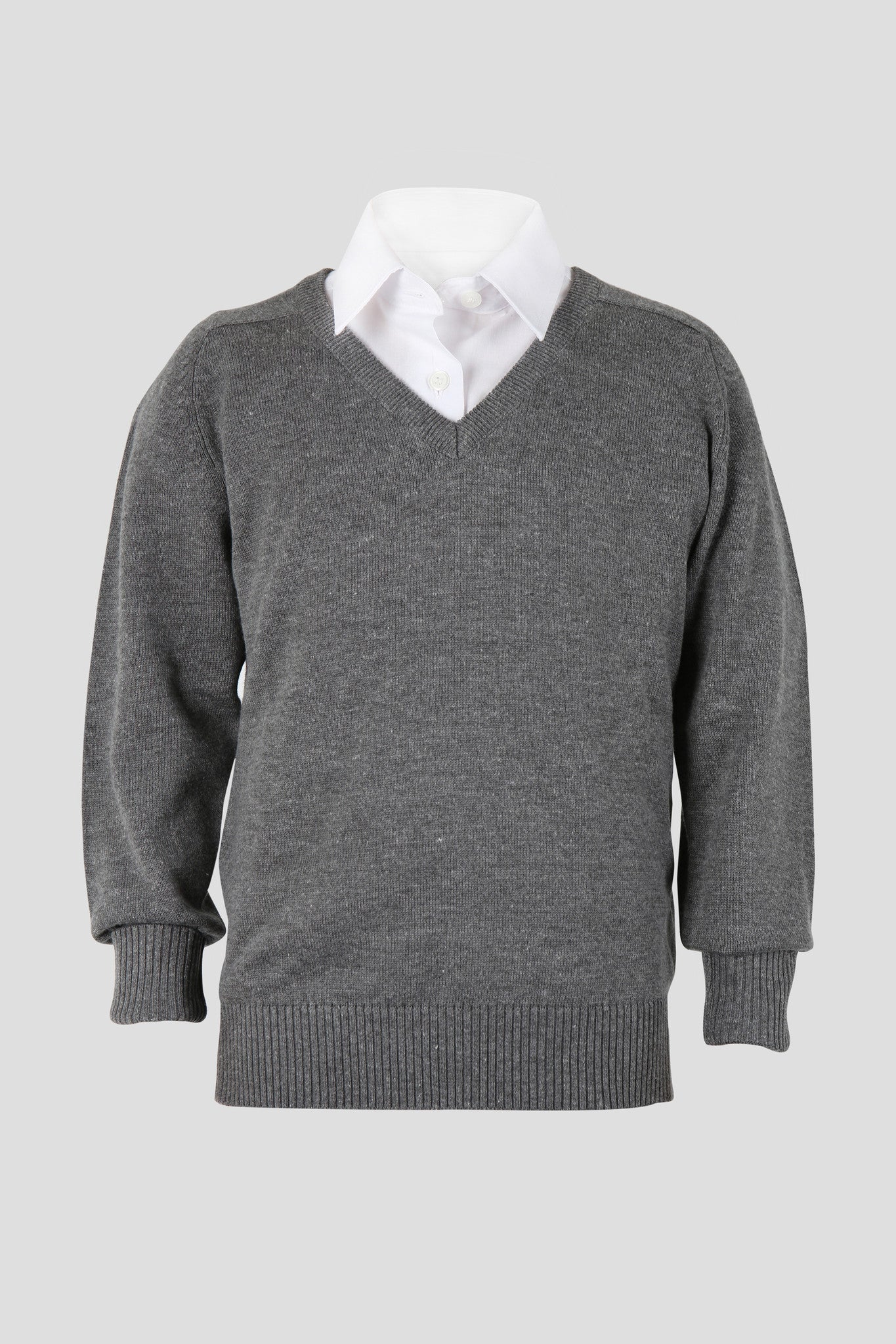 Charcoal v neck school jumper best sale