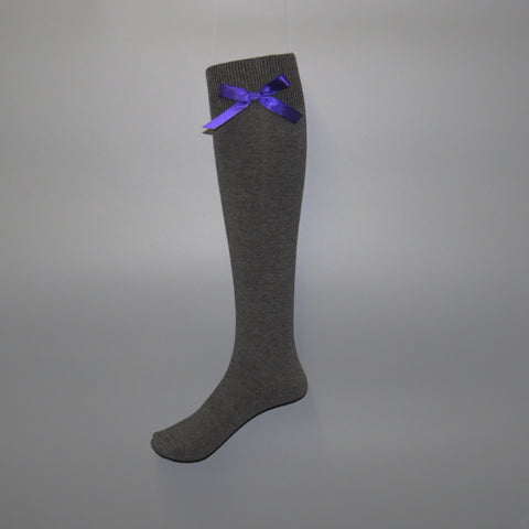 Girls knee-high school socks with contrast bow detail - Quality school uniforms at the School Clothing Company