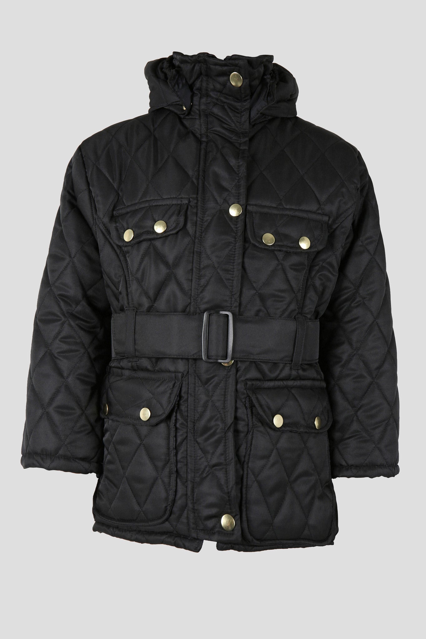 Girls quilted school coat with detachable hood Quality school uniforms at the School Clothing Company