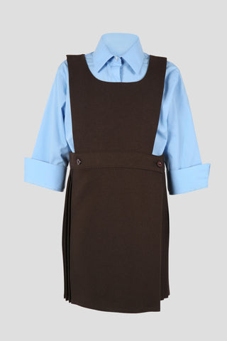 Girls school bib pinafore with button detail - Quality school uniforms at the School Clothing Company