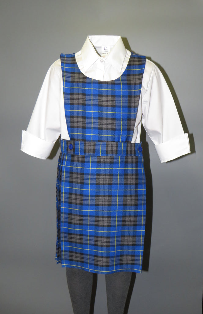 Blue tartan school pinafore best sale